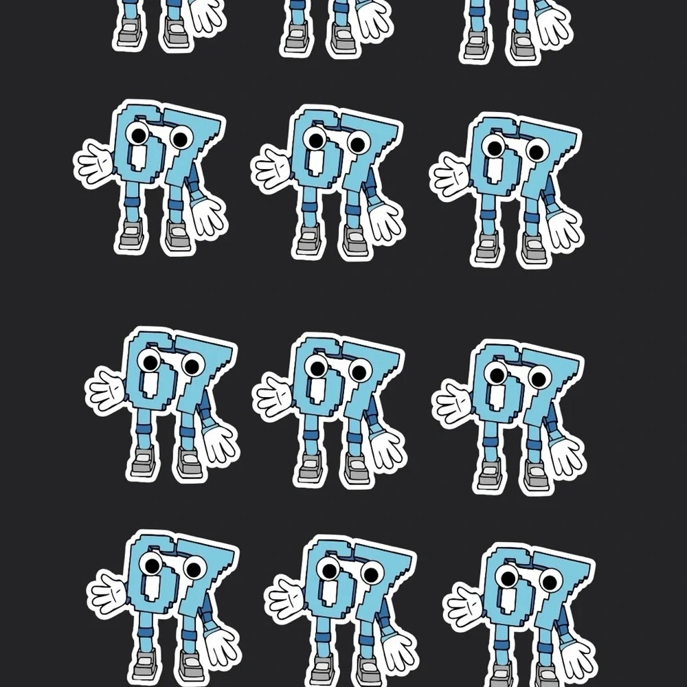 Blue funny 6 7 Character cupcake toppers